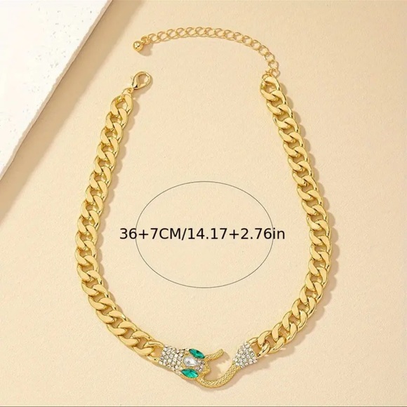🐍🌟 14 Gold Plated Punk Medusa Hip Hop Style Necklace Collar Clavicle Chain - Picture 6 of 7